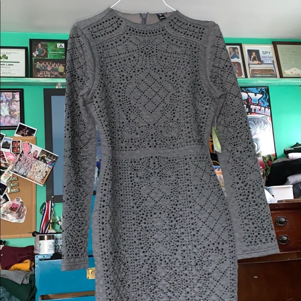 grey beaded dress